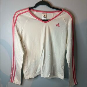 VINTAGE Adidas White Top with Pink Trim